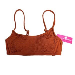 Xhilaration Women's Juniors Rust Smocked Bralette Bikini Top Size XS (00) New!